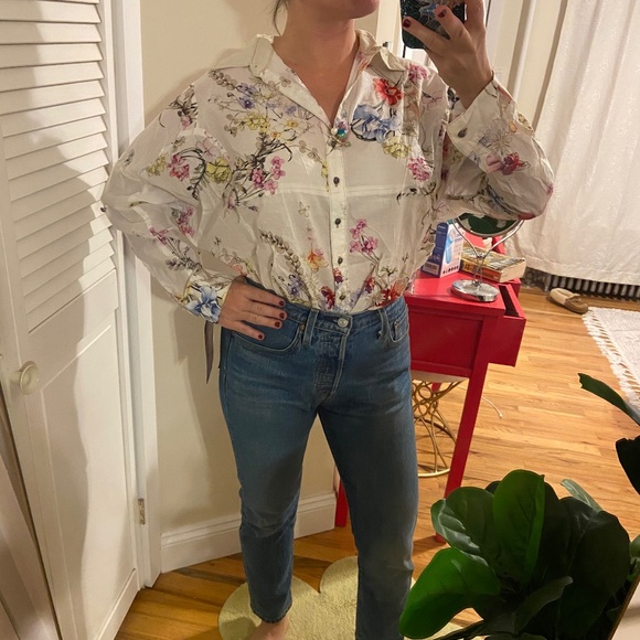 NWT Pearls by Aratta Floral Button Down Blouse - XS - Picture 1 of 14